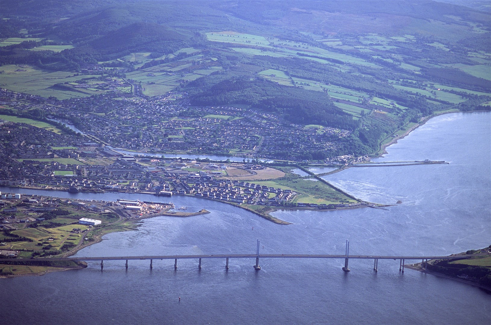Aerial view over the Kessock bridge towards Inverness. Picture: Patricia and Angus Macdonald/SNH