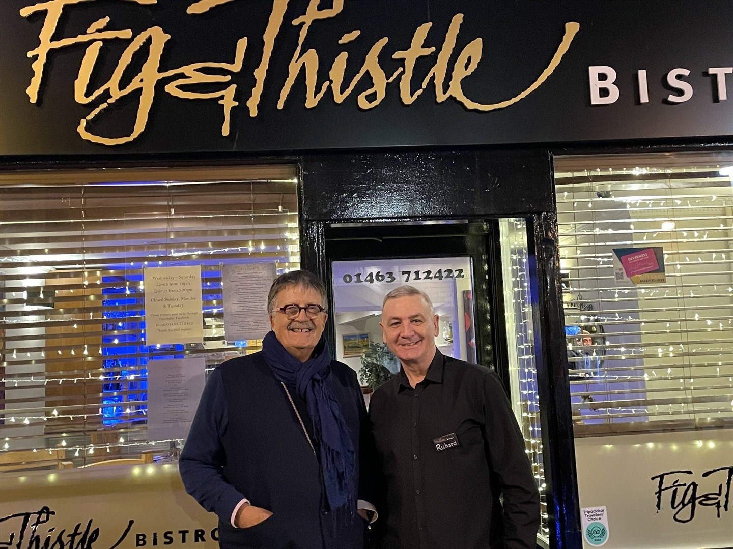 Tim Wonnacott visited the Black Isle and Fig & Thistle in Inverness. the presenter (left) with owner Richard MacLean.