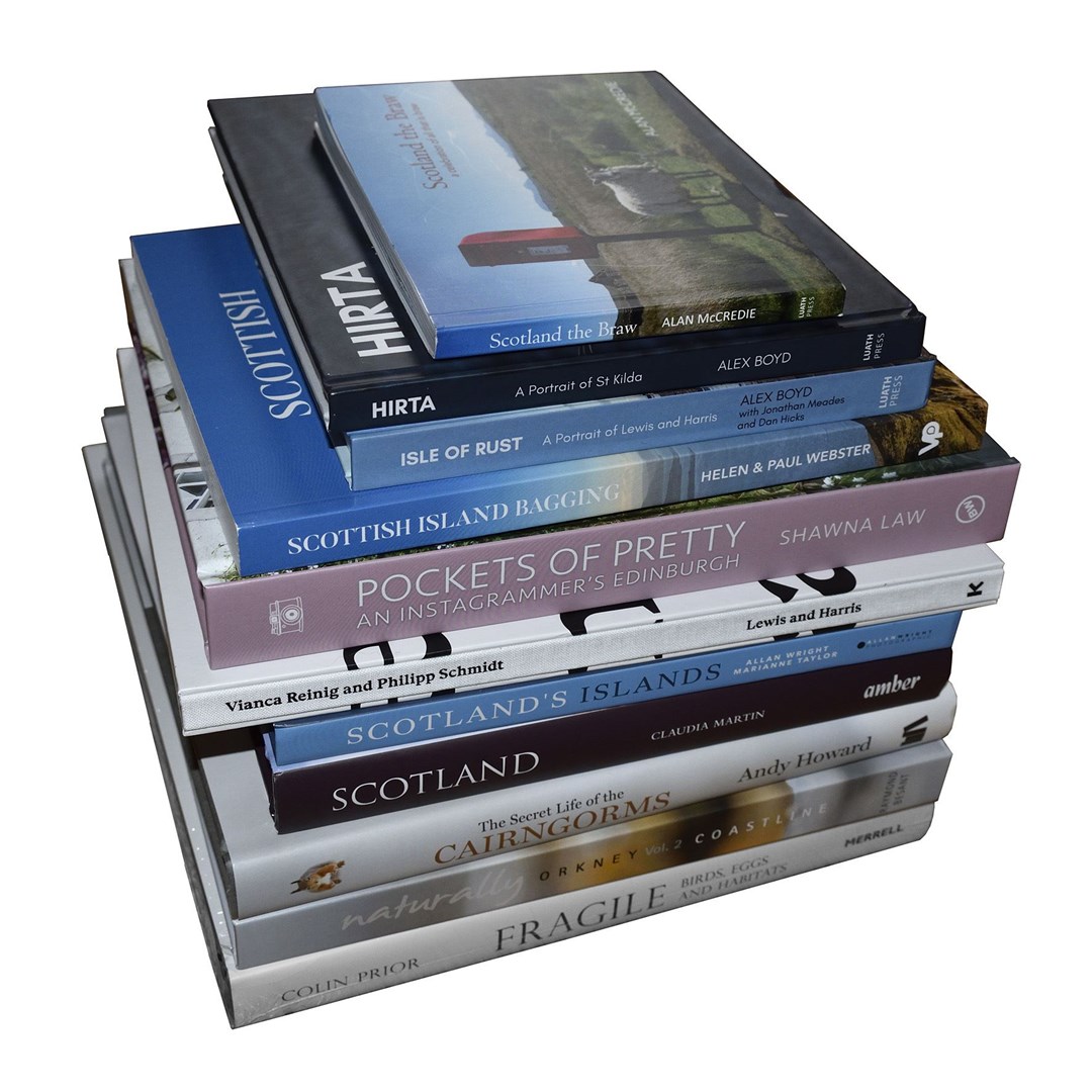 Shortlisted book stack © N & J Irvine/Scottish Nature Photography Awards
