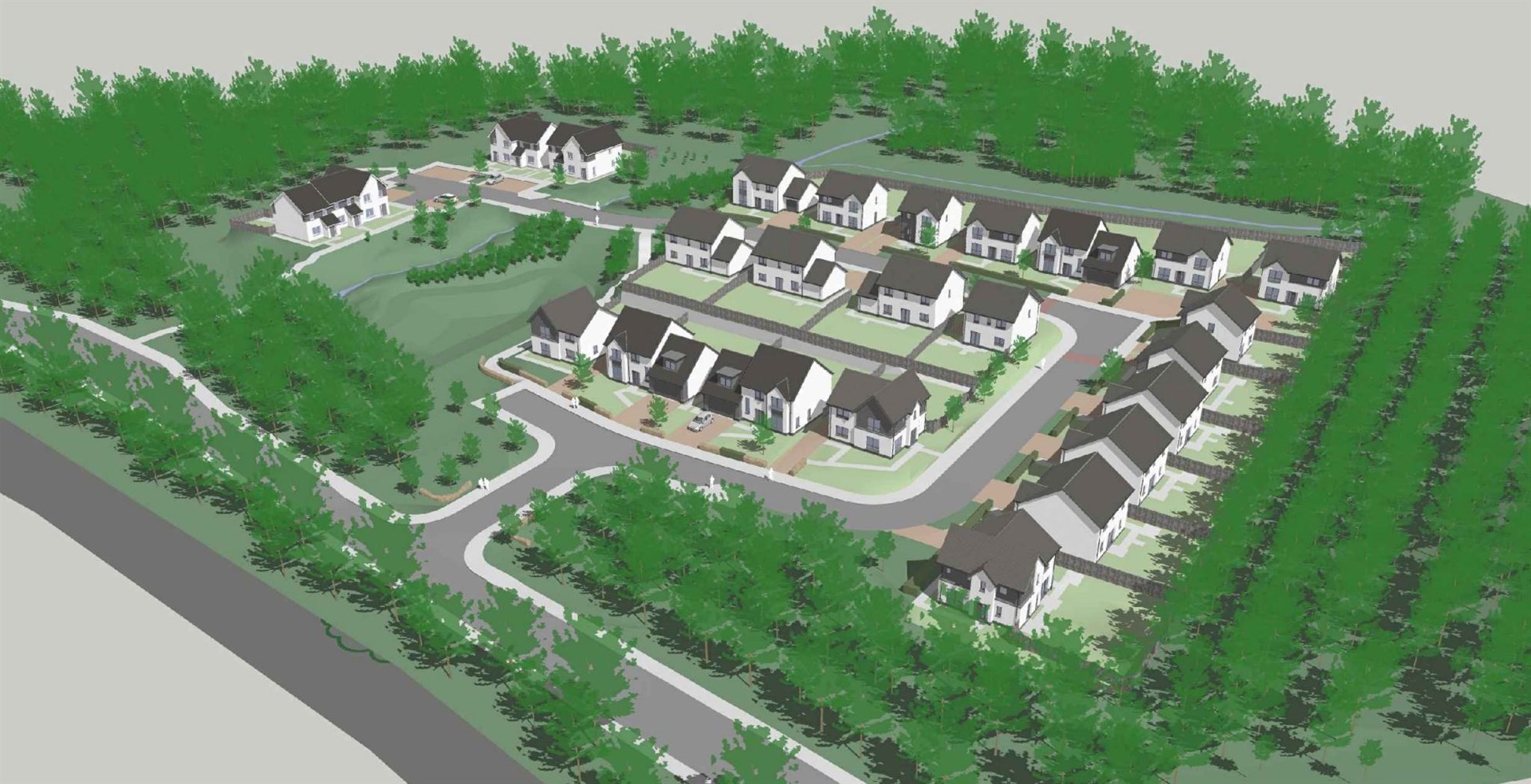 The planned development of 28 new houses in Conon Bridge. Picture: Highland Council e-planning.