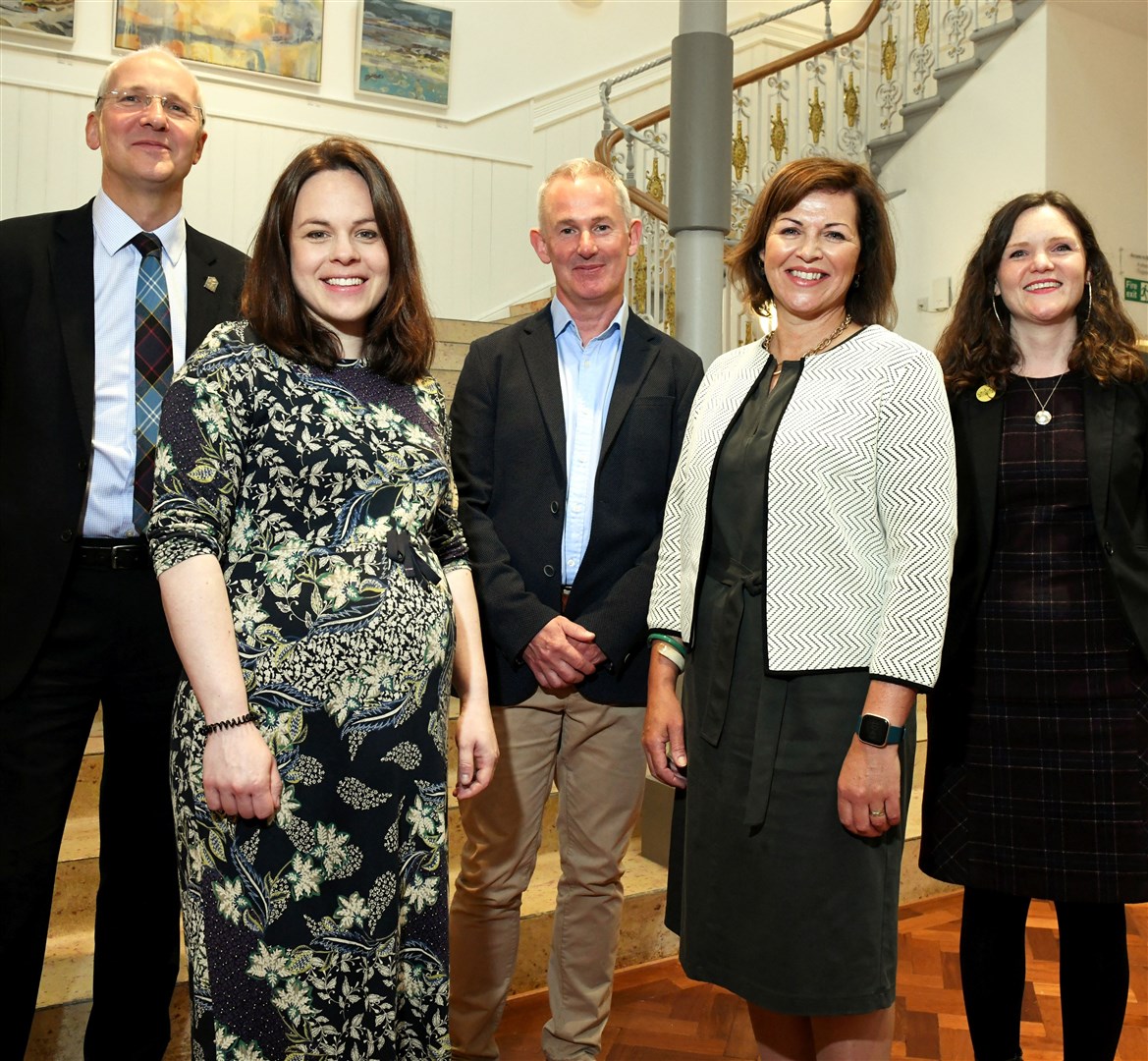 Stuart Black, HIE Chief Executive, Kate Forbes, Economy Secretary, Mark Logan, Chief Entrepreneur, Audrey Carlin, WASPS CEO and Claire English, WASPS Funding & Partnerships Manager. Picture: James Mackenzie.