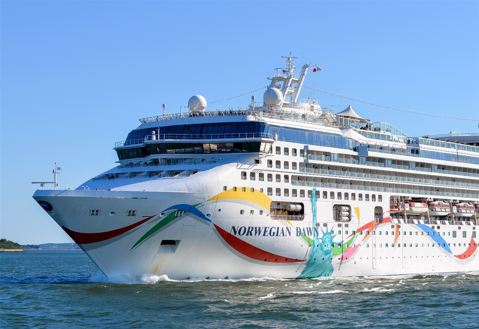The Norweigan Dawn cruise ship in 2014. Picture: Fletcher6, CC BY 4.0 <https://creativecommons.org/licenses/by/4.0>, via Wikimedia Commons