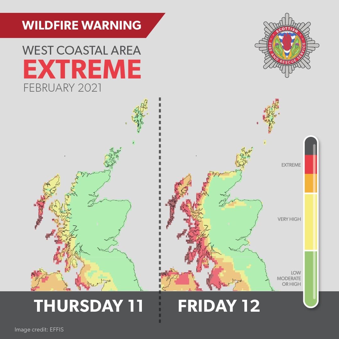 The 'extreme' risk covers the entire west coast as well as some parts of the north coast. Picture: SFRS.