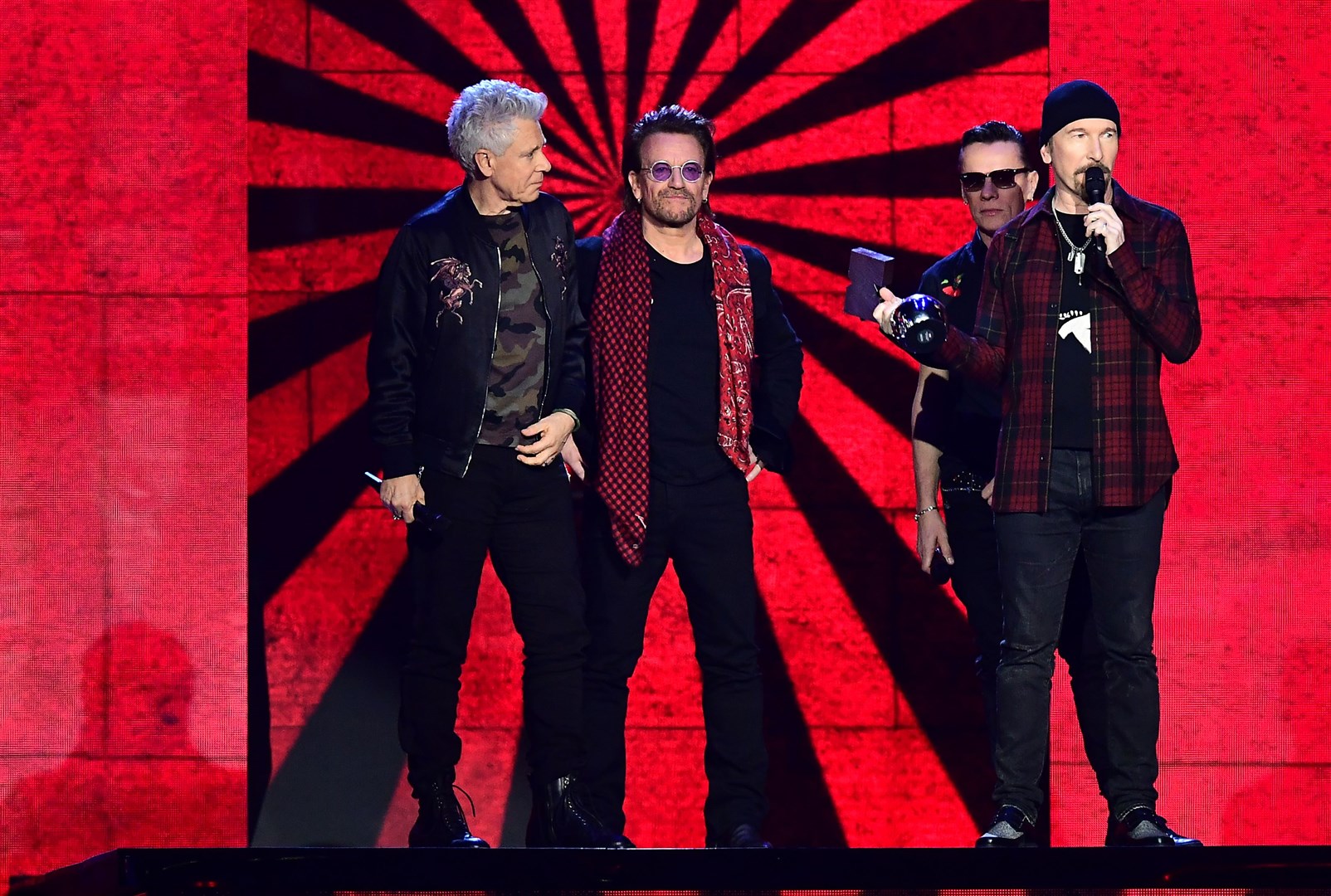 U2 at the MTV Europe Music Awards in 2017 (PA)