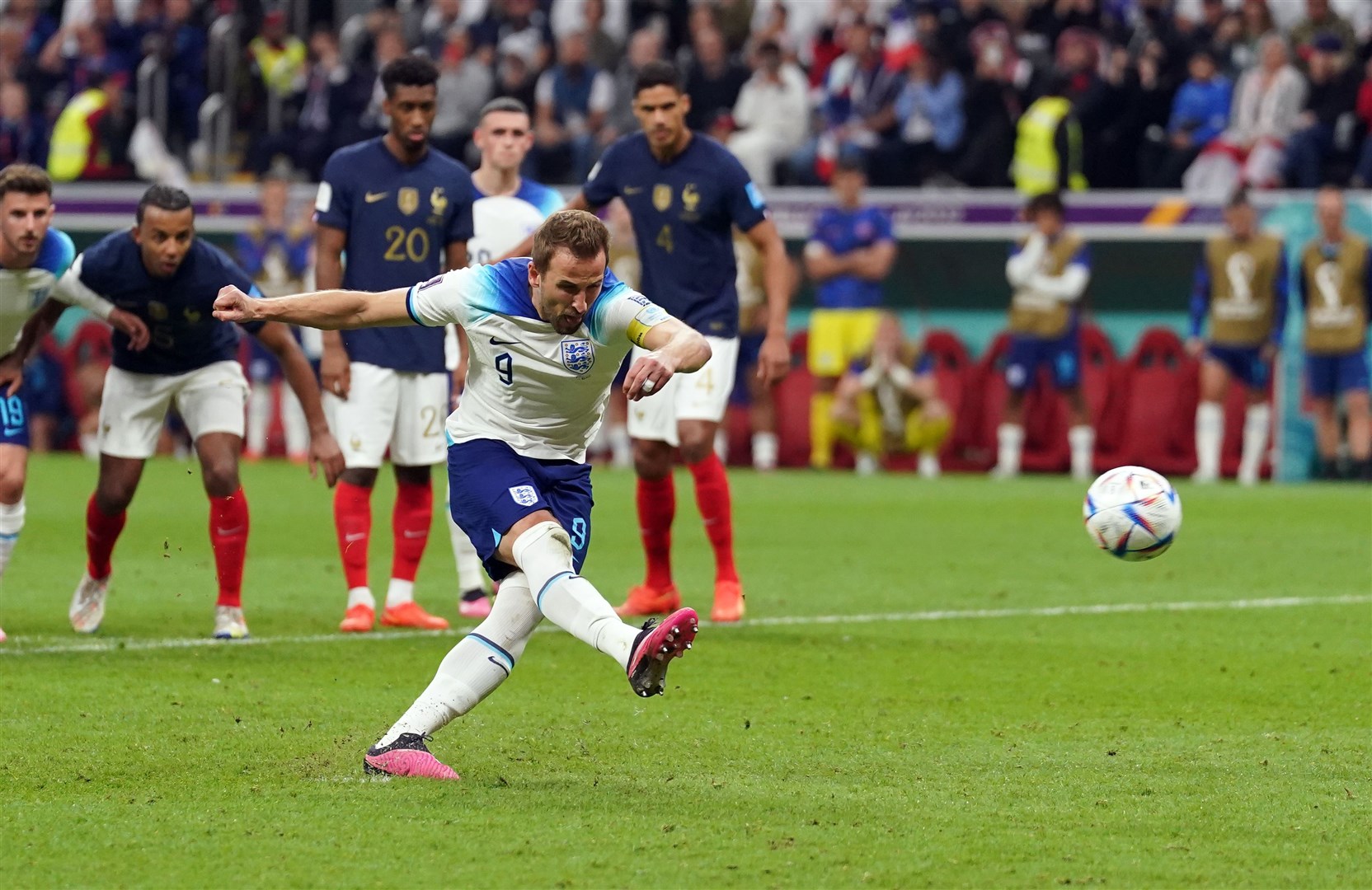 England’s Harry Kane misses from the penalty spot (Adam Davy/PA)