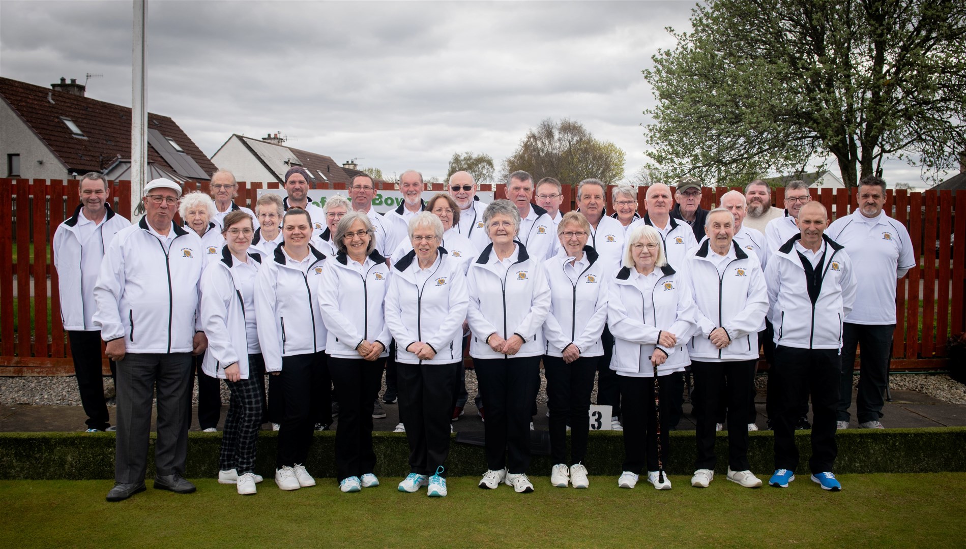 Bowling club members looking resplendent in their new club wear. Picture: Callum Mackay.