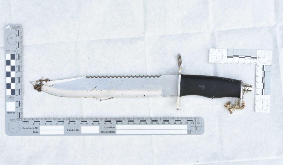 The hunting-style knife used by Shane Cunningham to kill Mikey Roynon (Avon and Somerset Police/PA)