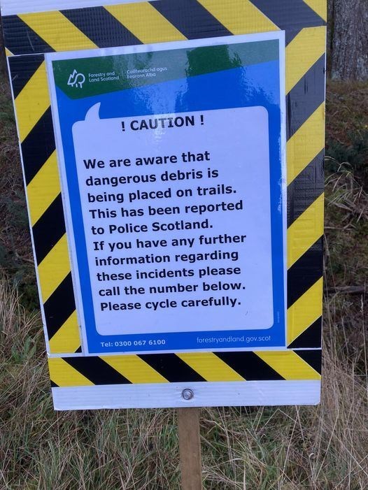 The notice left by Forestry and Land Scotland.