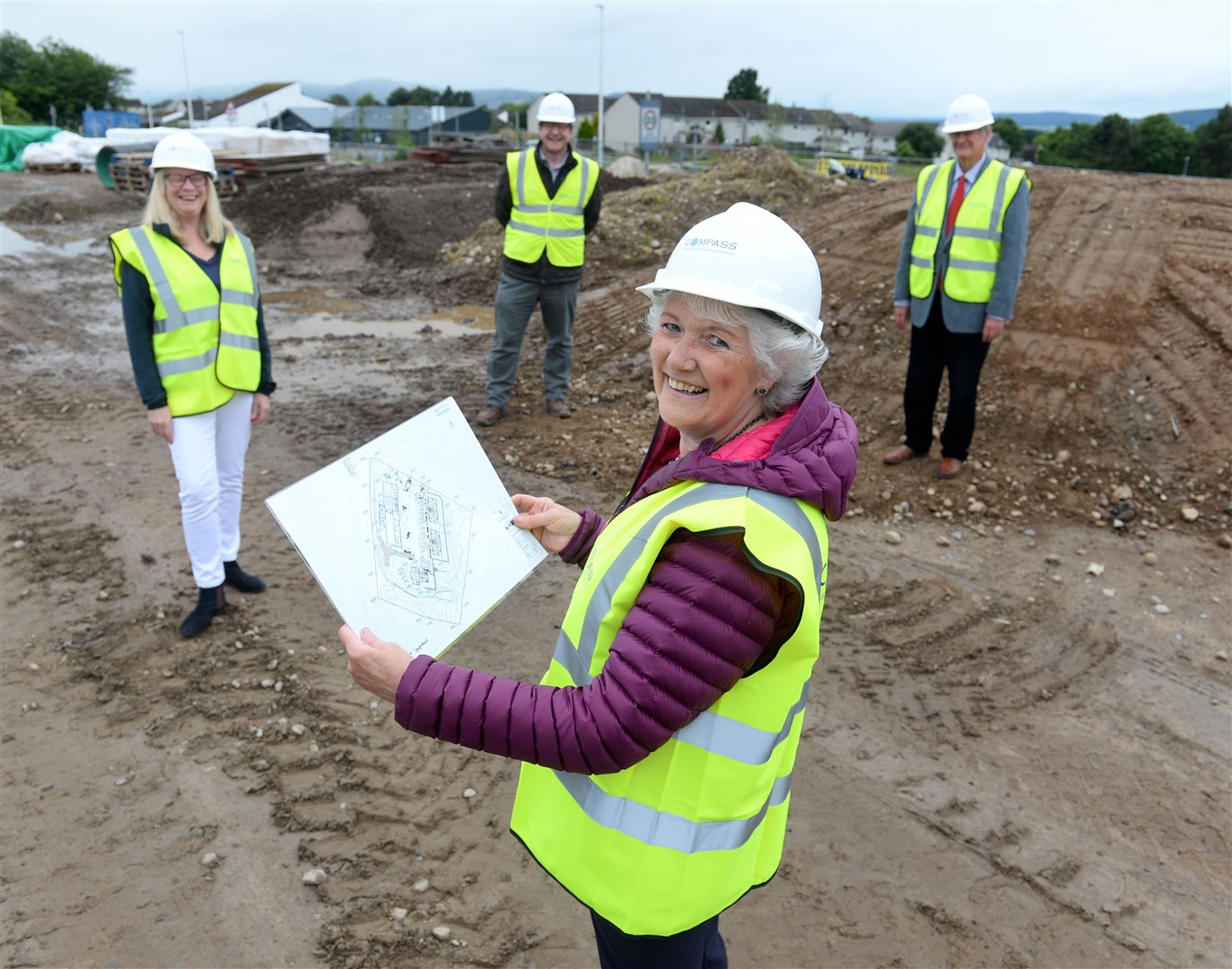 Elsie Normington (front) at the site for the planned Haven Centre.
