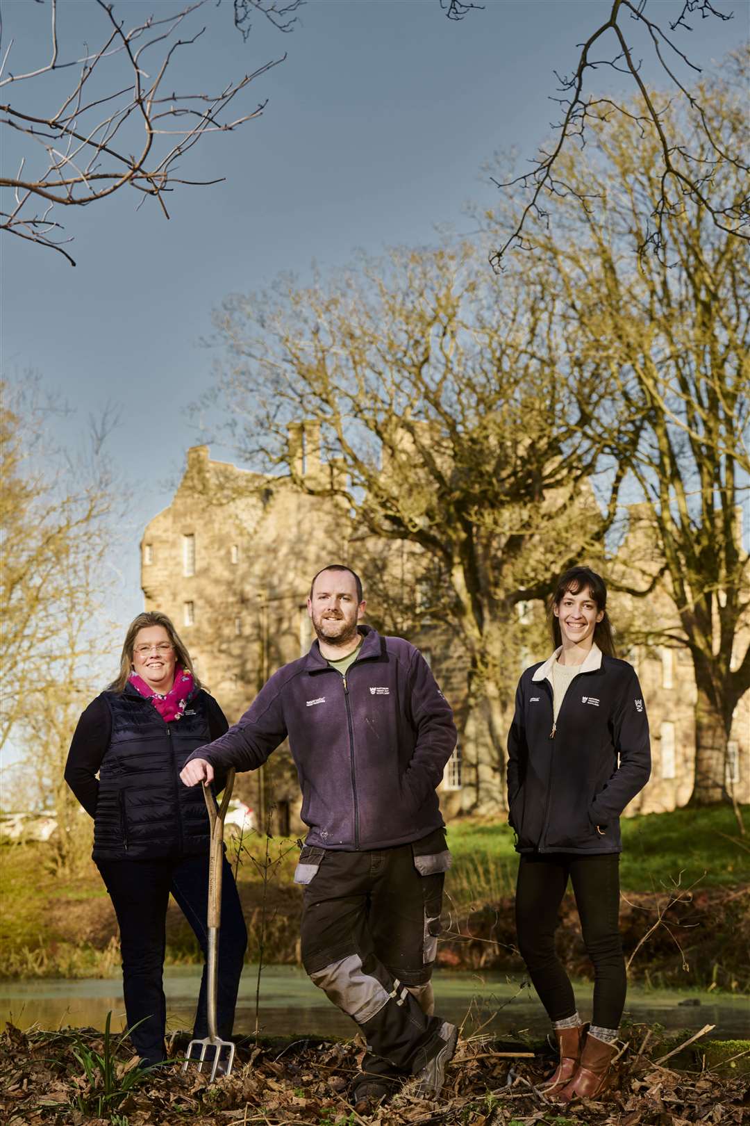 (Left to right) Caroline Hirst, Andy Adams and Anne Traill, Kellie Castle and Garden.