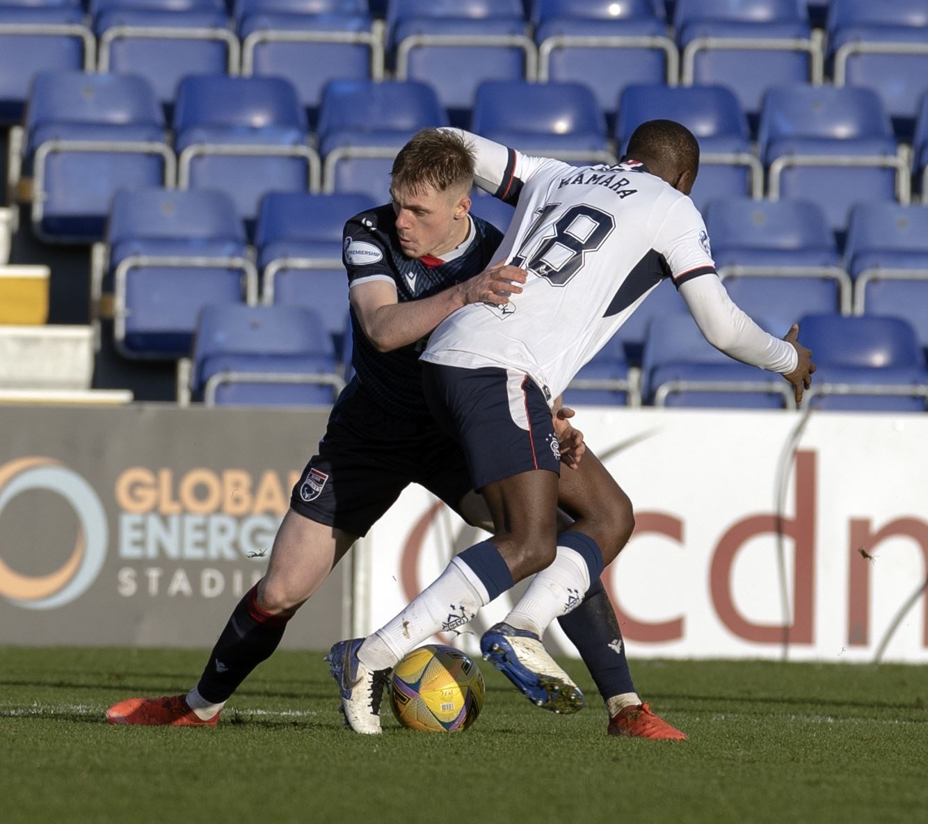 Josh Reid in action against Rangers in his first spell as a Ross County player. Picture: Ken Macpherson