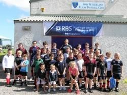 Sean Lamont with the youngsters at Ross Sutherland Rugby Club.