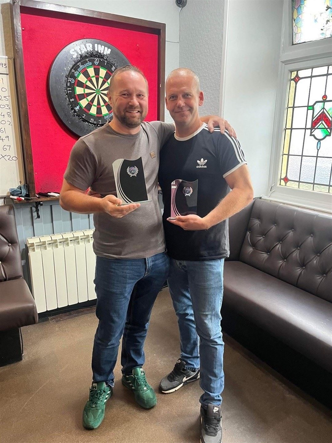 Darts winners Andy and Kevin.