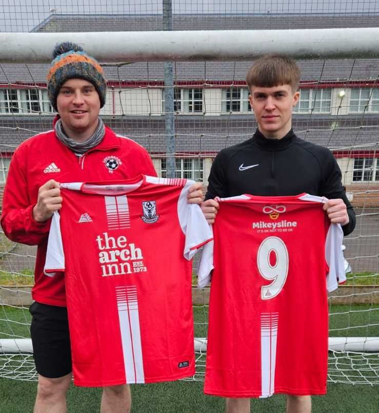 Lochbroom AFC players Michael Munro and Kaden Irvine show off the new strip.