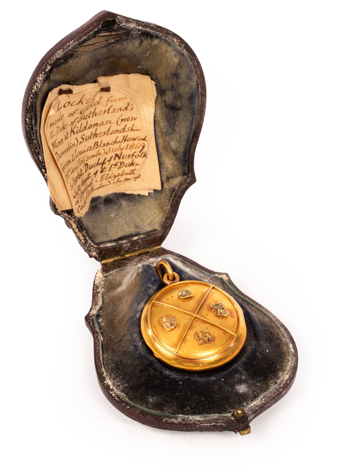 The Victorian locket comes in its own fitted case with a note about its provenance.