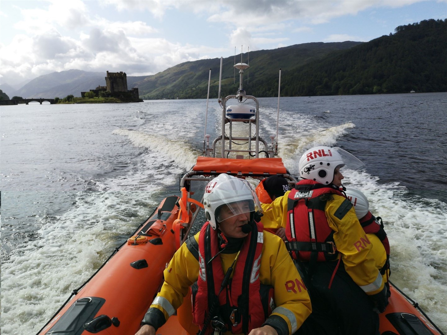 The Kyle RNLI lifeboat crew during their earlier call out to the Eilean Donan Castle area on Sunday. Picture: RNLI.