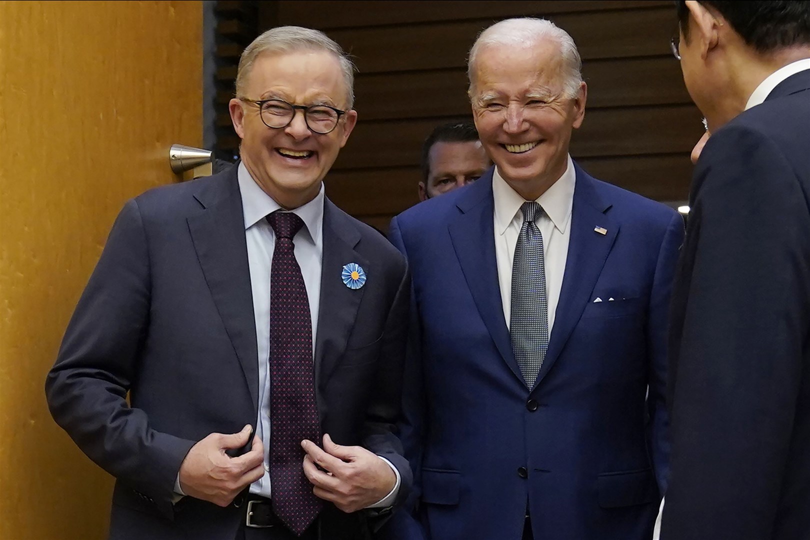 Australian Prime Minister Anthony Albanese and US President Joe Biden at the Quad leaders summit at Kantei Palace, Japan (Evan Vucci/AP)