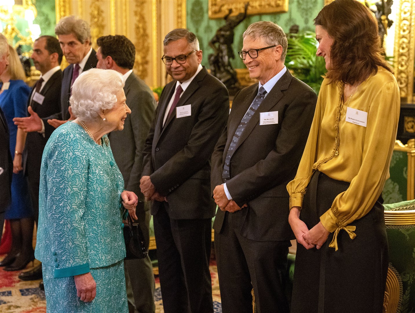 The Queen greets Bill Gates at a reception for international business and investment leaders (Arthur Edwards/The Sun)