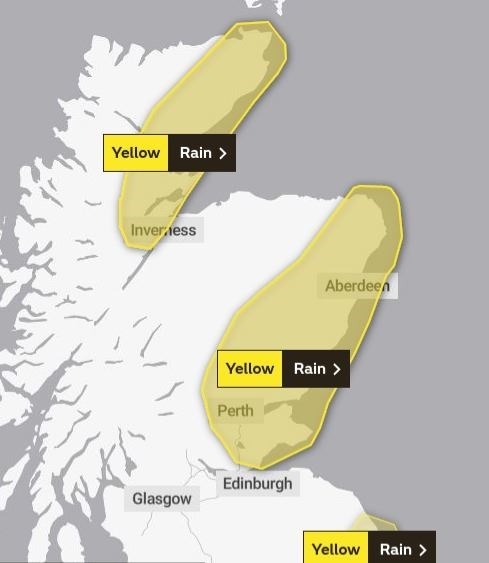 There are several weather warnings in place across Scotland. Picture: Met Office.