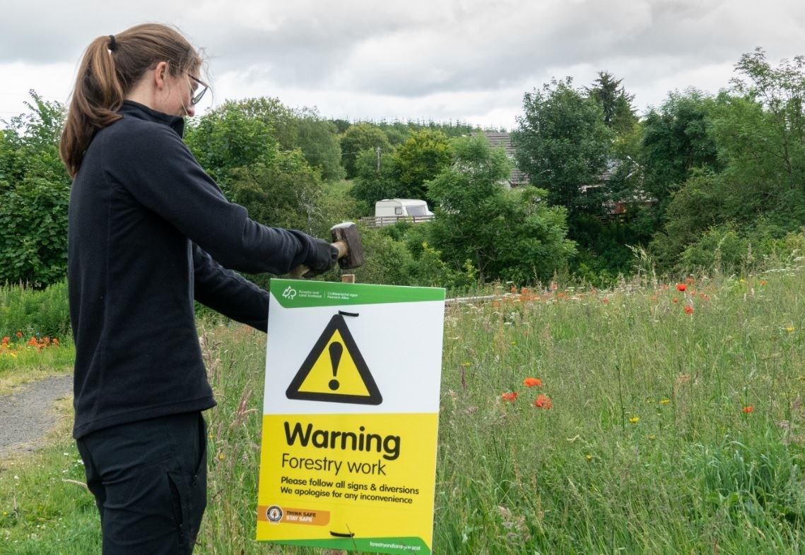 Members of the public are being told to follow safety signs during forest works. Picture: FLS