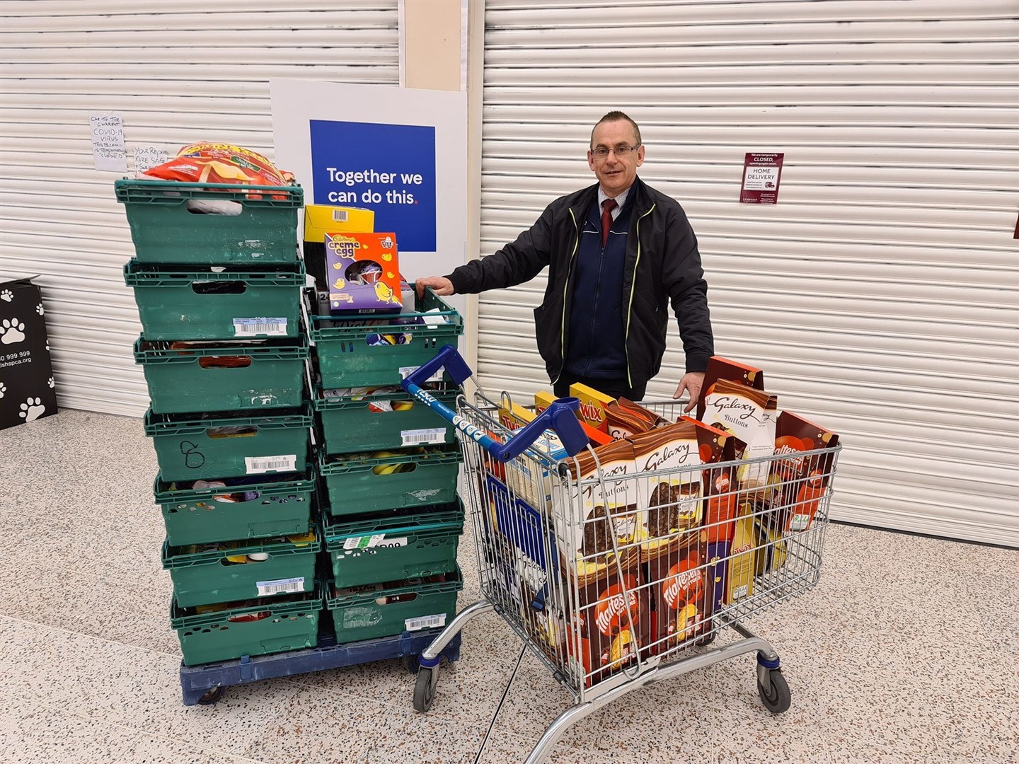Paul Queen with donations for Raigmore Hospital in Inverness.