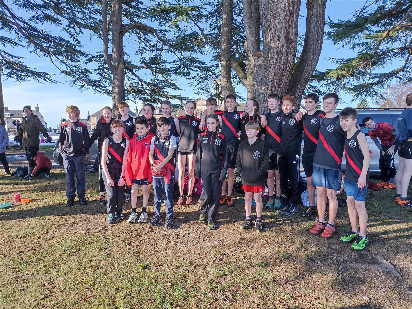 The full Ross County Athletics Club squad that raced at the final fixture of the season in Forres.