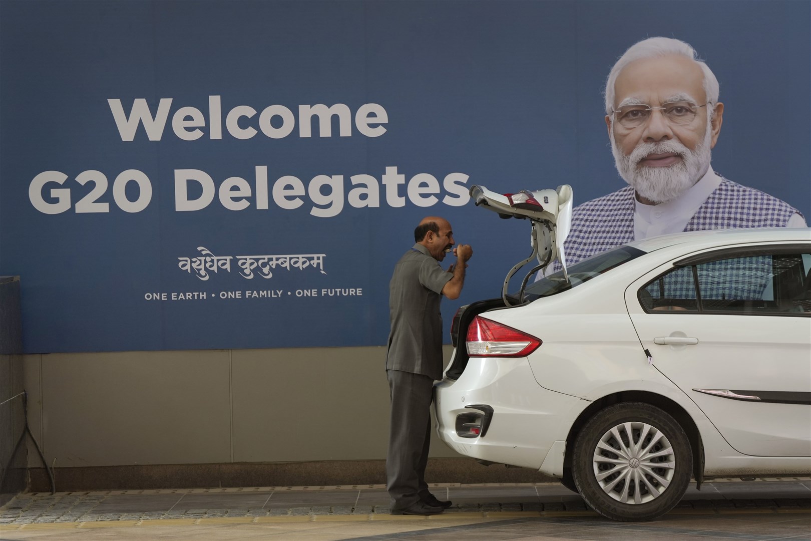 Narendra Modi has been at the centre of advertising for the G20 in India (Manish Swarup/AP)