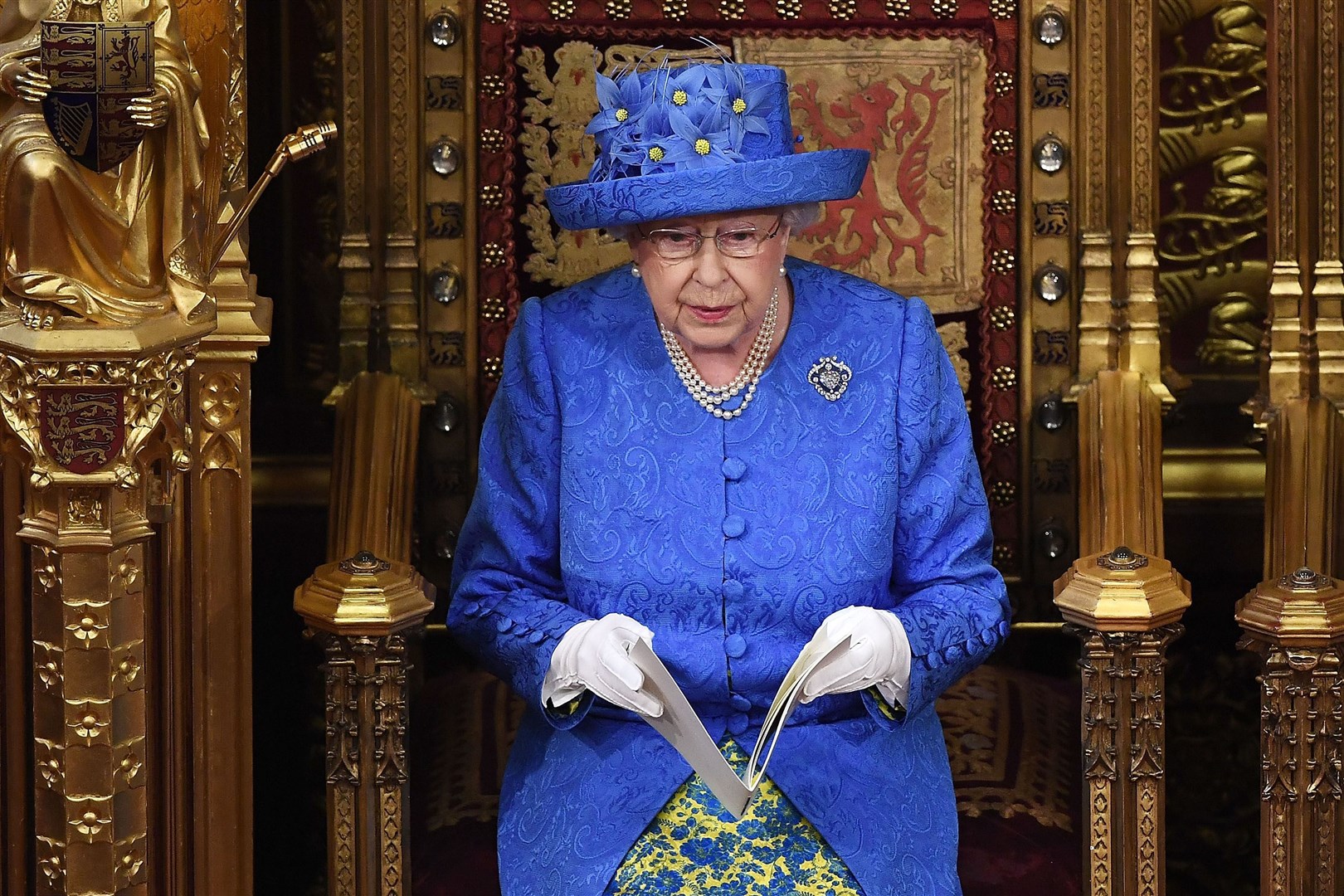 The Queen reading her speech at the state opening of parliament in 2017 (Carl Court/PA)
