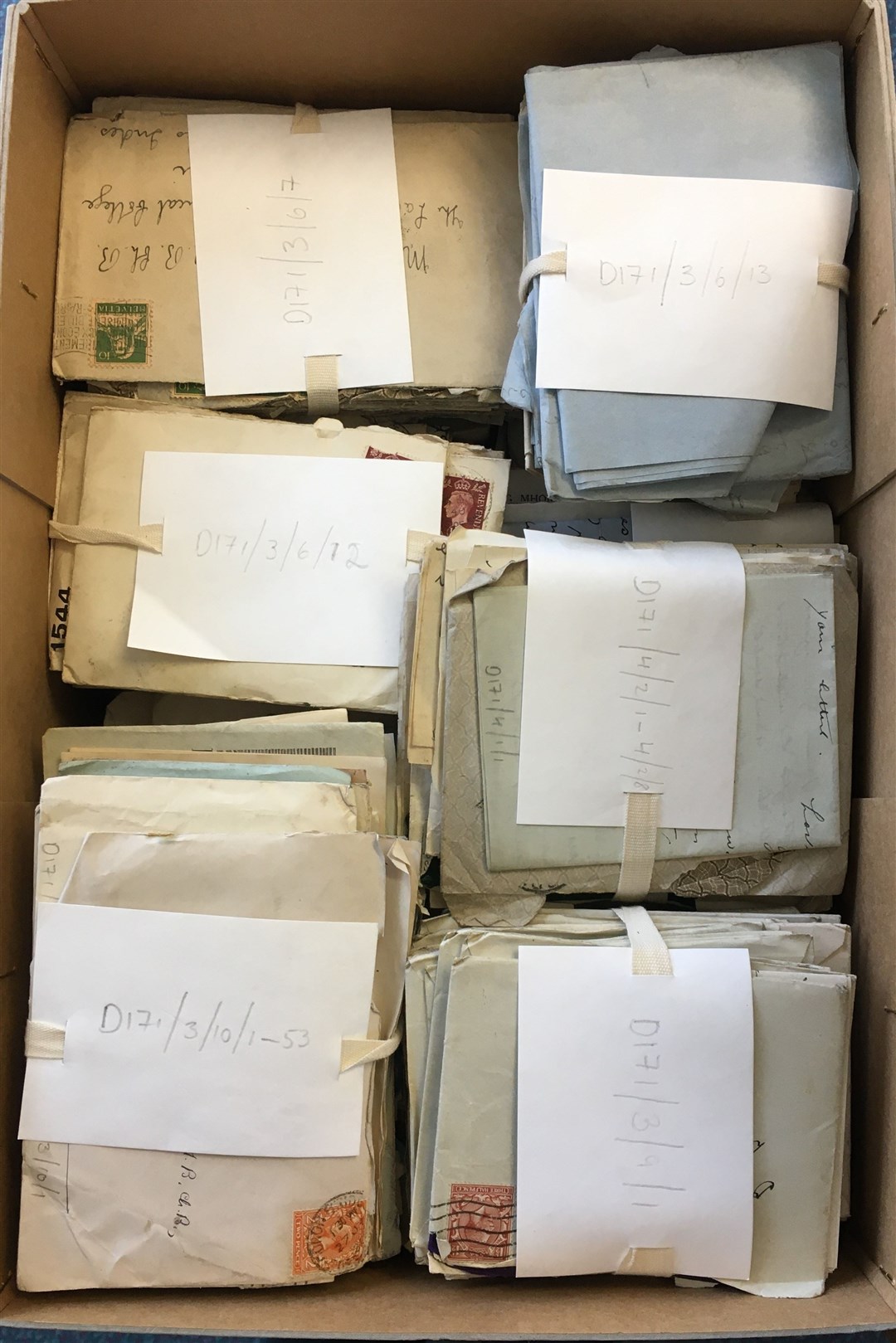 A box of Maclean family correspondence.