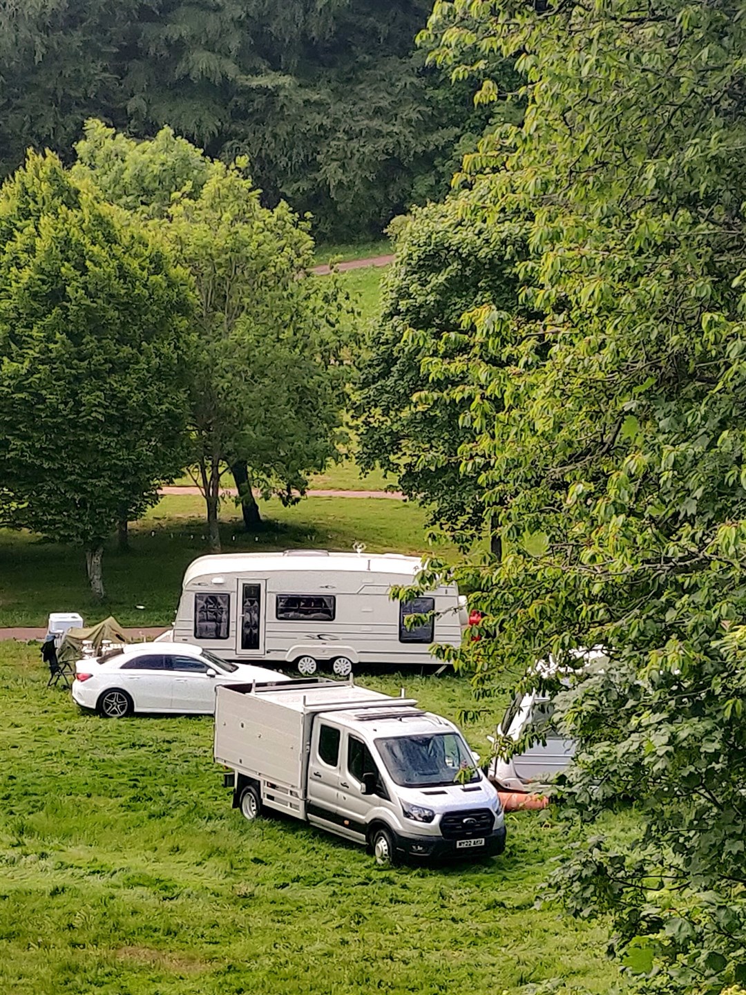 Travellers' makeshift camp in Torvean Park. Picture: James Mackenzie