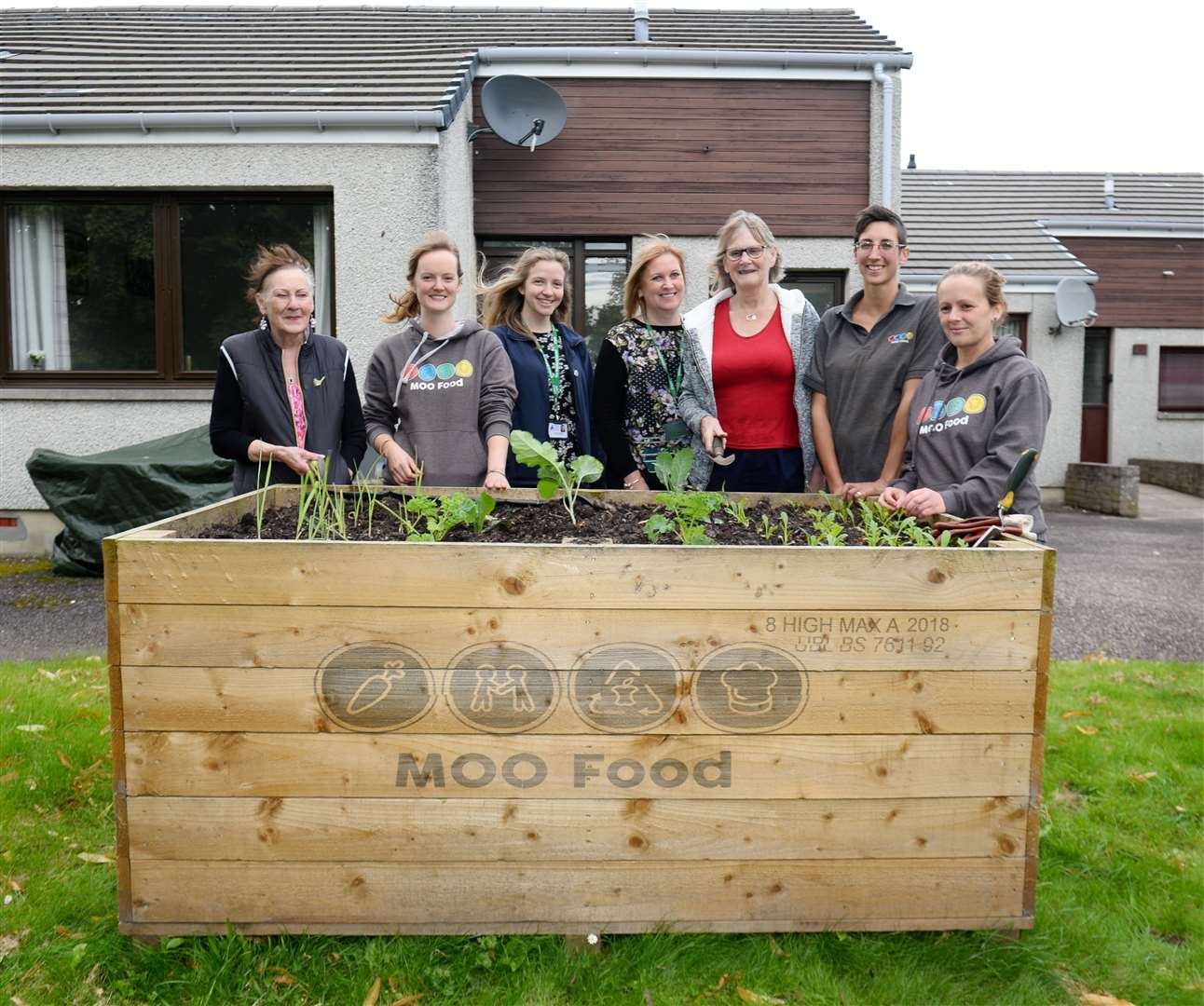 The grow-your-own food project food boxes at sheltered housing in Muir of Ord.