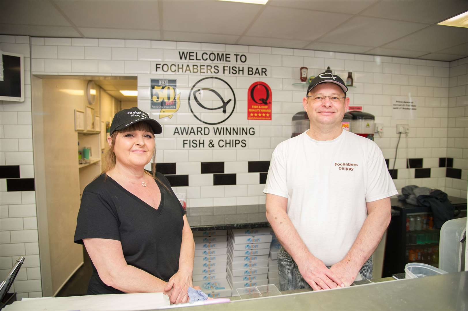 Owners Carol and Stuart Whyte - Fochabers fish and chip shop - Picture: Becky Saunderson.