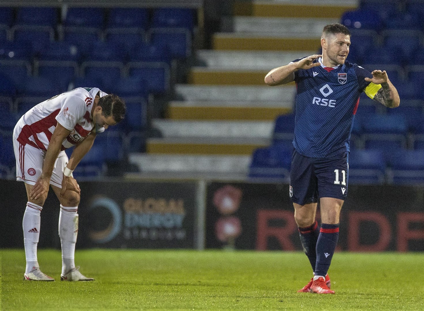 Picture - Ken Macpherson, Inverness. Ross County(2) v Hamilton(1). 12.05.21. Ross County's Iain Vigurs was overjoyed at the end.