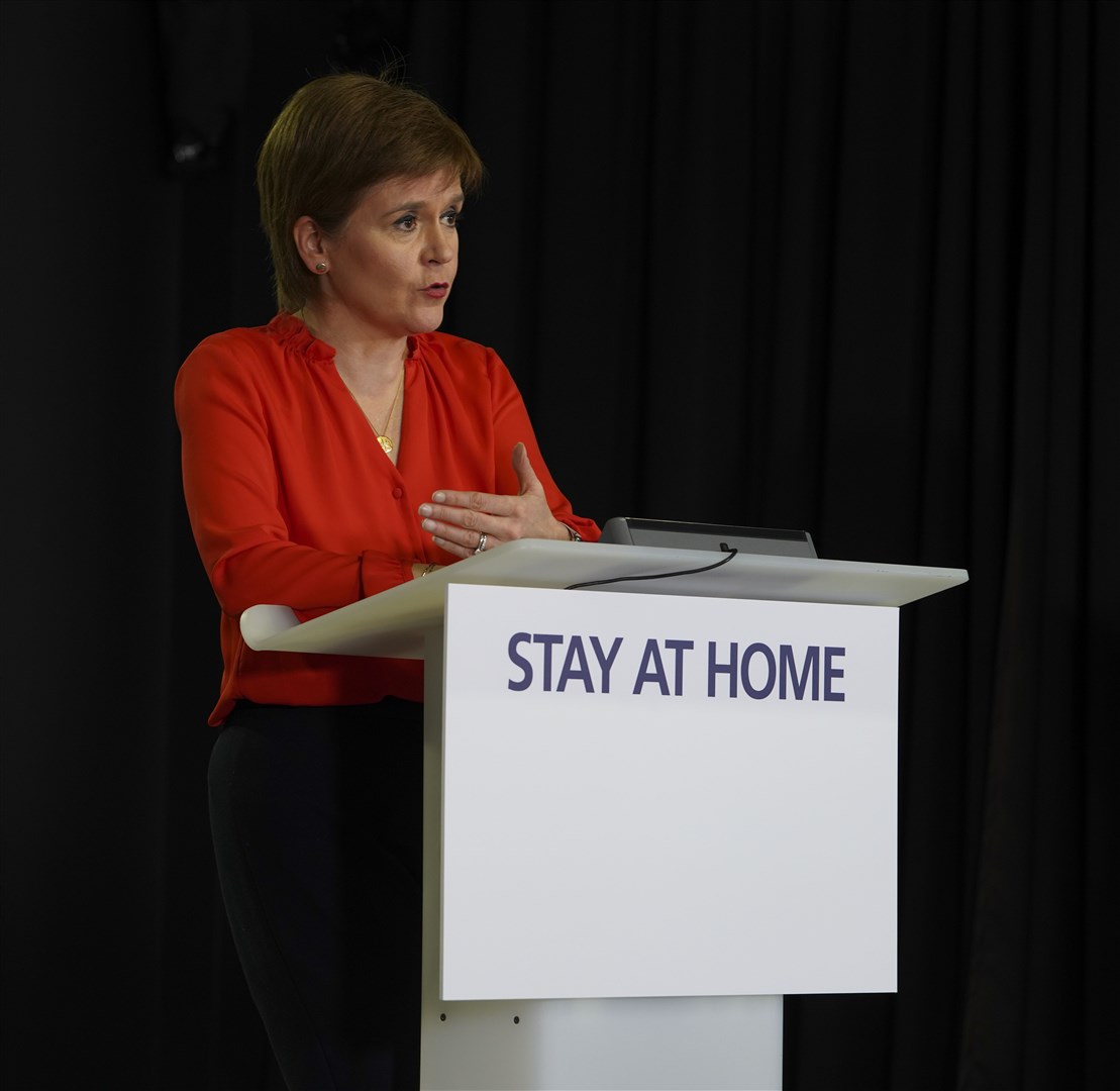 First Minister Nicola Sturgeon at the daily briefing.
