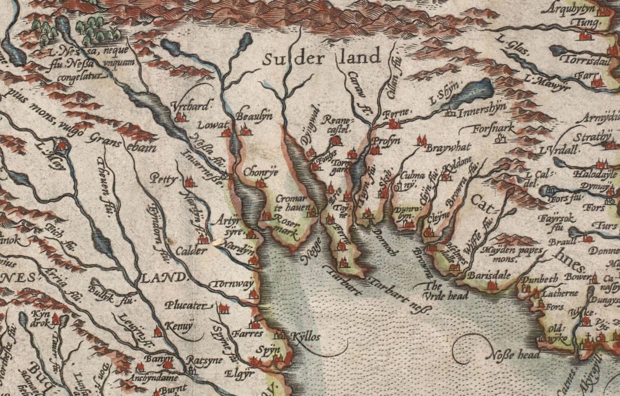 A map showing the Moray Firth area by Abraham Ortelius from the 16th century.