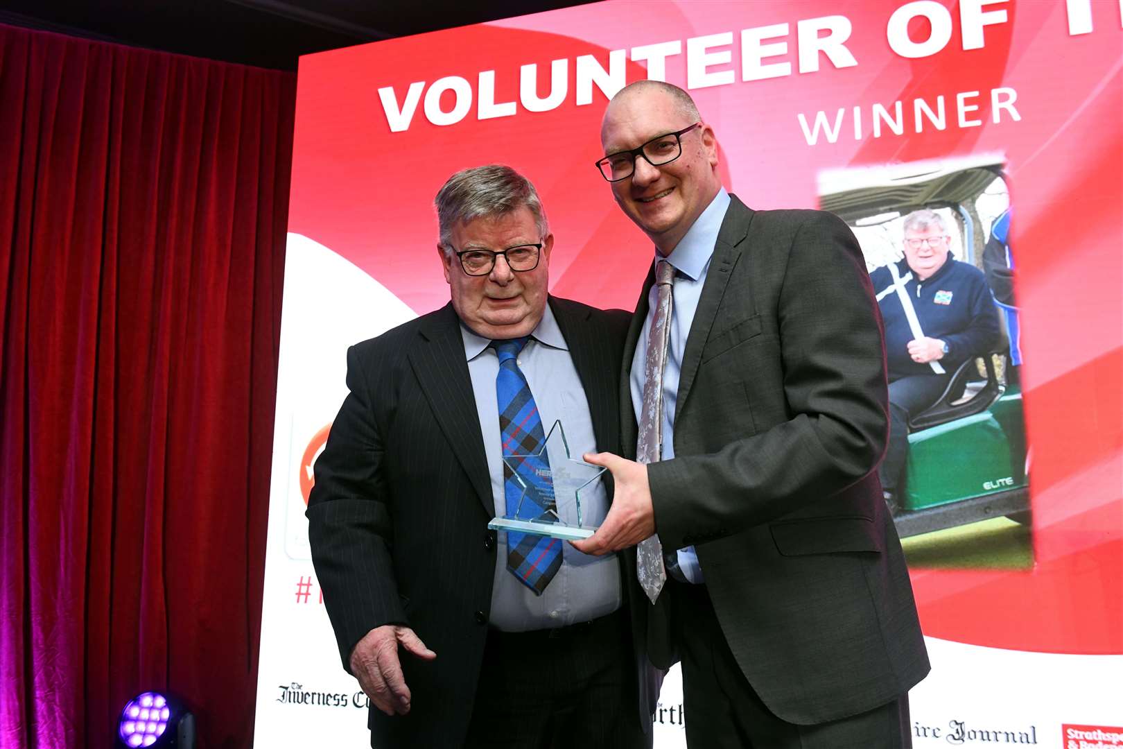 Ronnie Mitchell won the Volunteer Award. Award presented by Chris Dowling of Cairngorm Group. Picture: James Mackenzie.