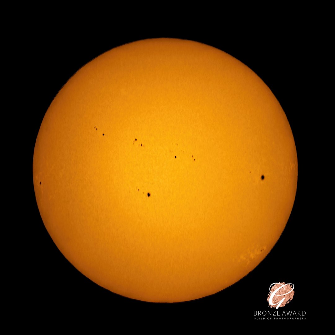 This is Sol, our sun, captured in white light last summer. Sol is in a phase of increased sunspot activity, and several are showing in this image. I captured this using my largest telescope, a Celestron Nexstar 8SE with a focal length of 2032mm. I used a commercially available solar filter which blocks 99.99 per cent of light. Graham said: "It is so important not look directly at the sun without using an approved Solar filter, if you do you risk serious damage to your retina and blindness."