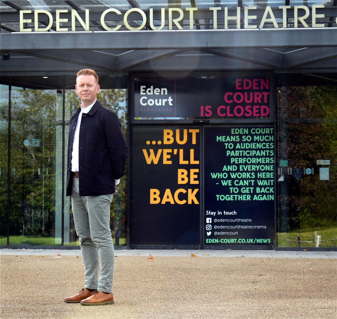 James Mackenzie-Blackman last year, breaking the news Eden Court would not have a panto due to Covid. Picture: Gary Anthony