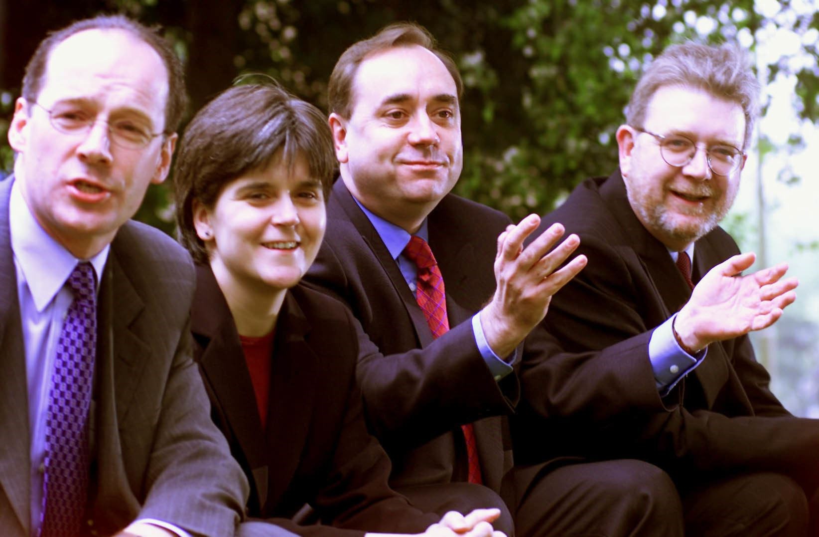 In 1999, Ms Sturgeon was SNP vice-convener during the Holyrood elections. She stood for the Glasgow Govan seat and lost, but joined the Scottish Parliament under the party list. Seen here with party colleagues, from left, deputy convenor John Swinney, party leader Alex Salmond and chief executive Mike Russell after the Scottish parliamentary elections of 1999 (Ben Curtis/PA)