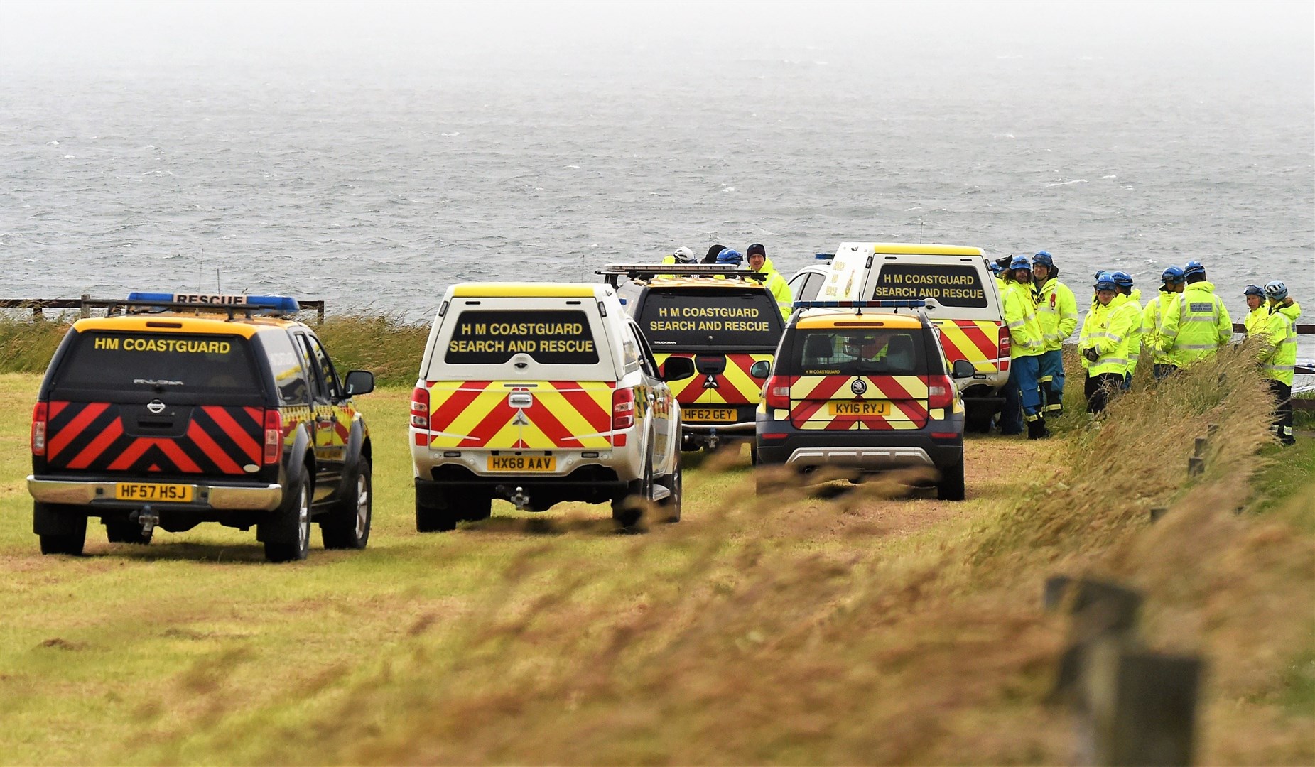 Numerous coastguard vehicles at the scene of the fatal fall last night. Picture: Mel Roger