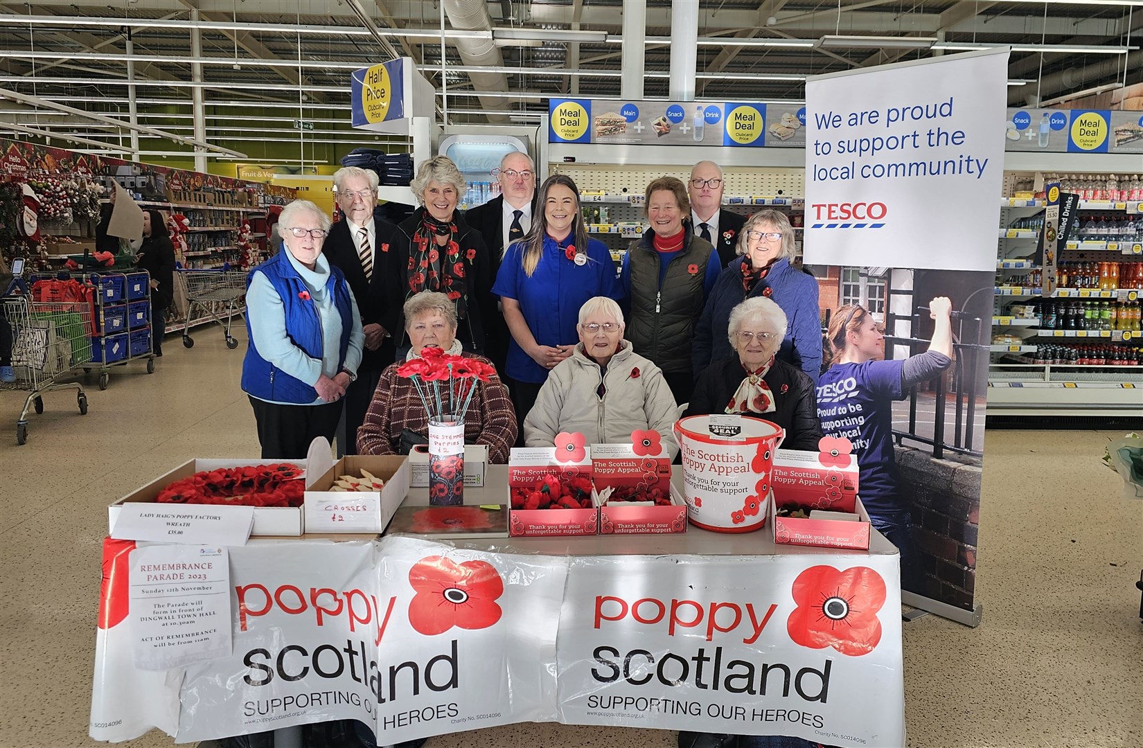 Volunteers from Dingwall came in and worked in shifts to maximise income for Poppyscotland. Community champion Michelle Mackay is standing between the current Lord Lieutenant of Ross and Cromarty, Joanie Whiteford and her predecessor, Janet Bowen.