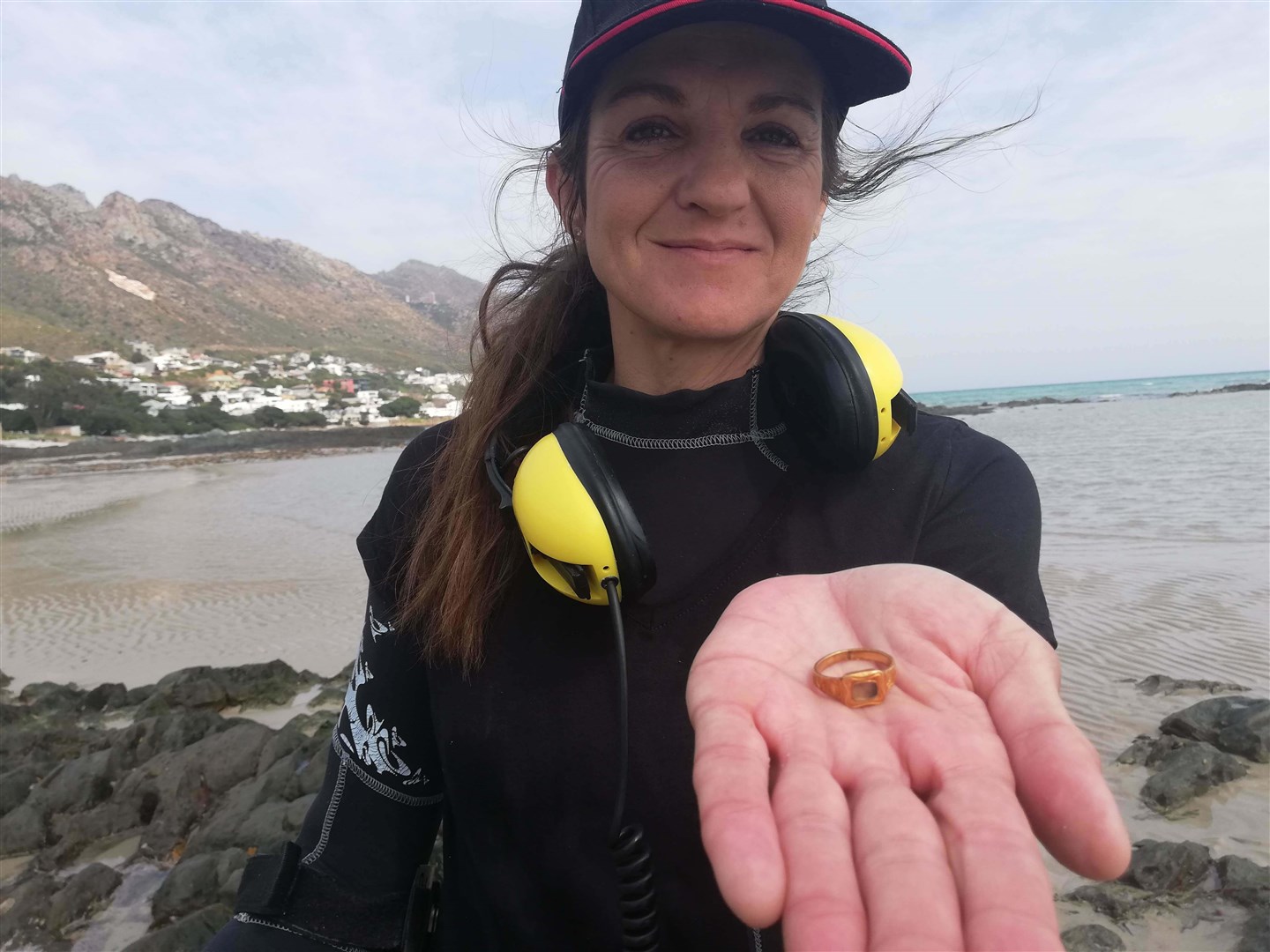 Cornell Swart with the mourning ring she found on a beach in South Africa. Picture courtesy of Cornell Swart.