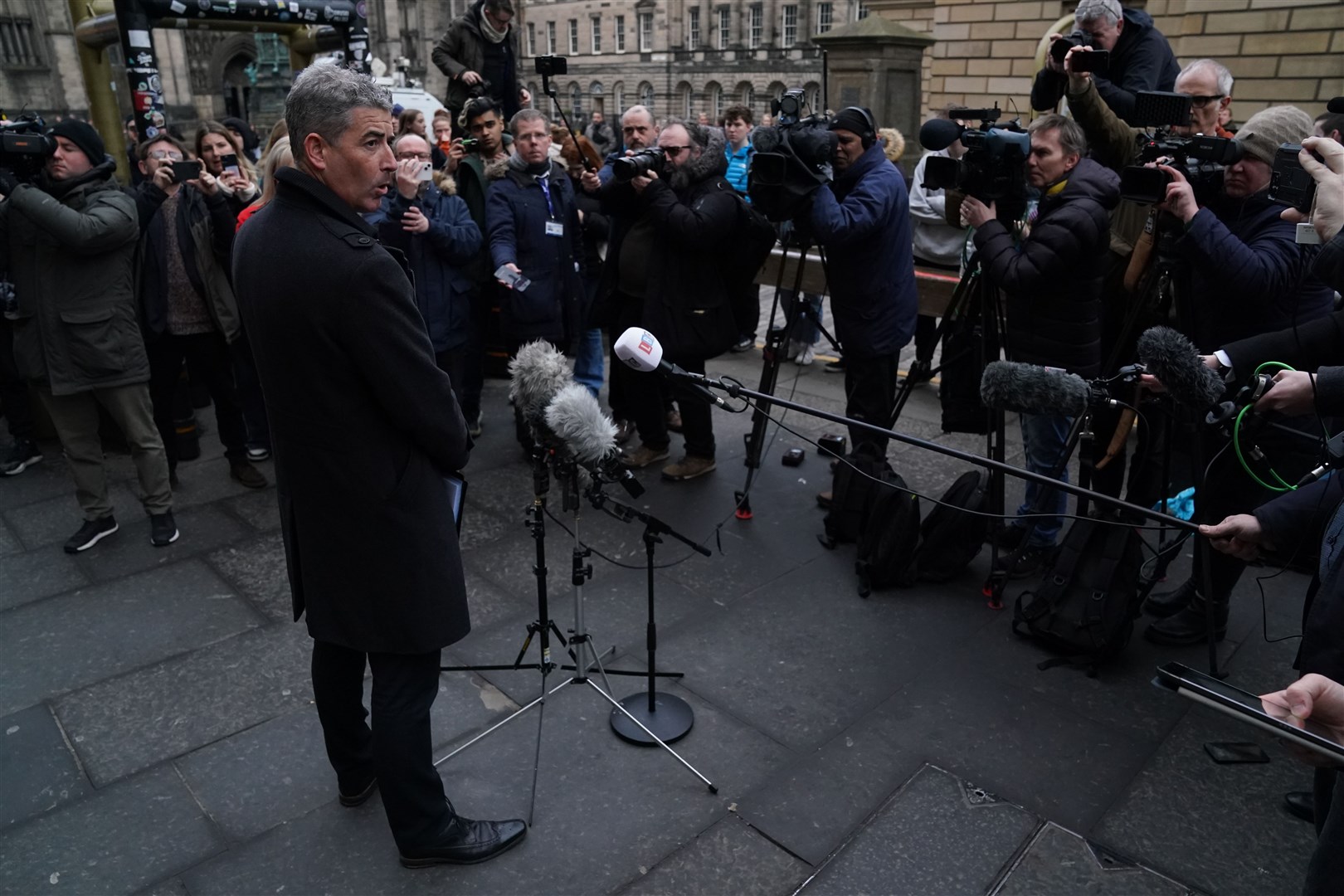 DCI Graham Smith from Police Scotland speaks to the media outside the High Court in Edinburgh (Andrew Milligan/PA)