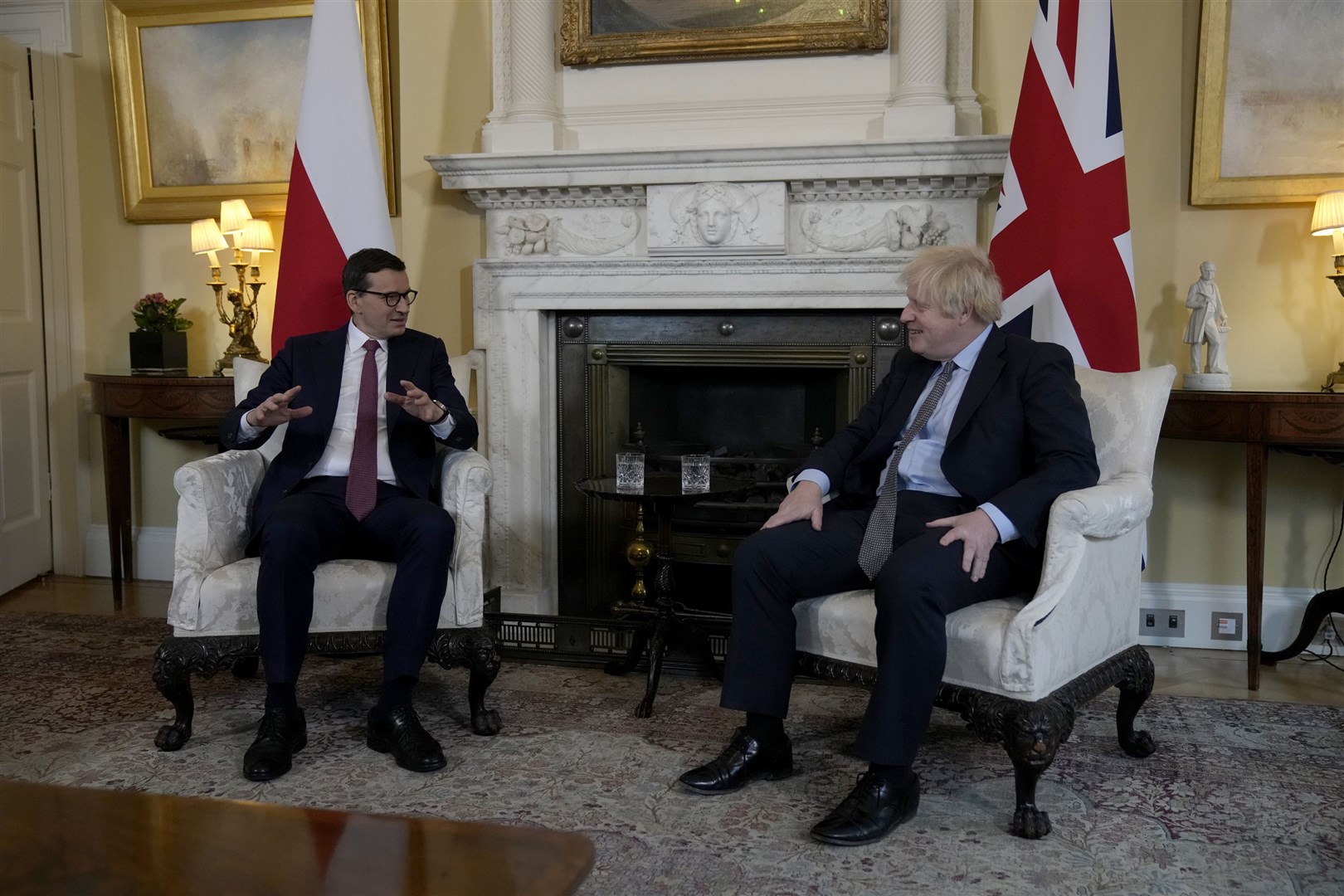 Boris Johnson and Mateusz Morawiecki held talks at 10 Downing Street (Matt Dunham/PA)