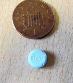 A police-issued picture of one of the types of tablets believed to have been taken