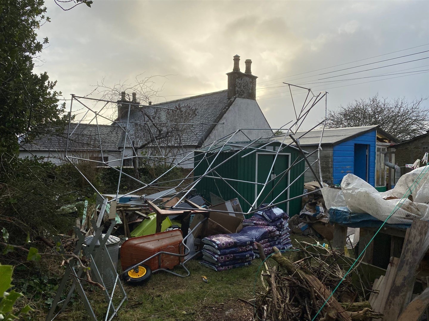 The polytunnel at Fearn Free Food Garden was destroyed by storms last weekend.