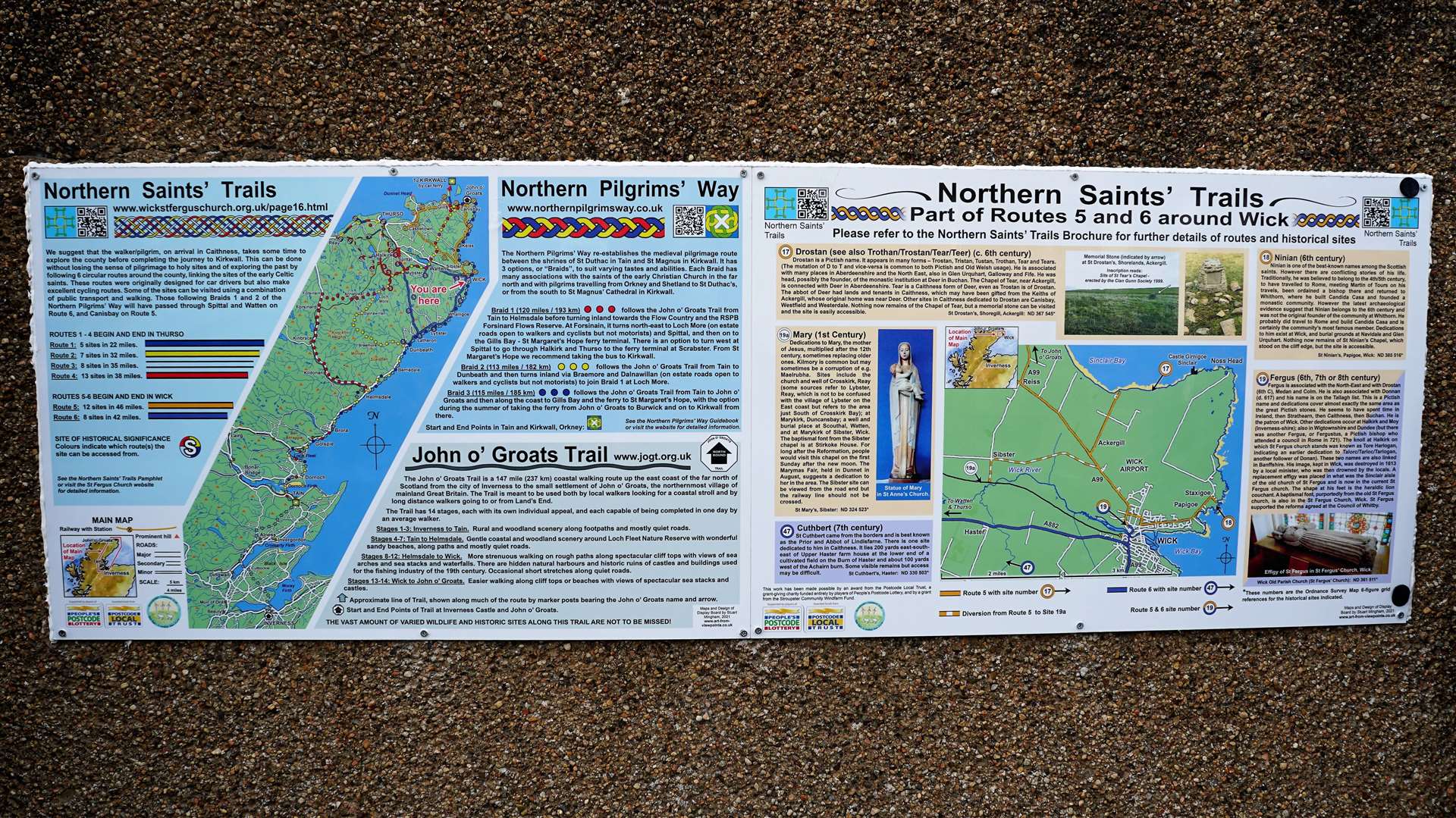 The Northern Saints Path information board was recently unveiled in Wick.  Image: DGS