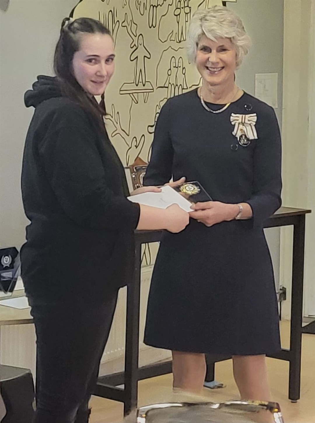 Alisha Urquhart, recipient of the Baba Watt Volunteer of the Year Award, and Joanie Whiteford, Lord Lieutenant of Ross & Cromarty.