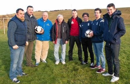 Committee members and players from Ross-shire's newest football team, Eastern Rose FC. They are, from left, David Purvis, Brian McAngus, John Dyer, Ross-shire Welfare League chairman Jimmy Patullo, Mark McAuley, Terence Brady, Jordan Hailes and David Purv