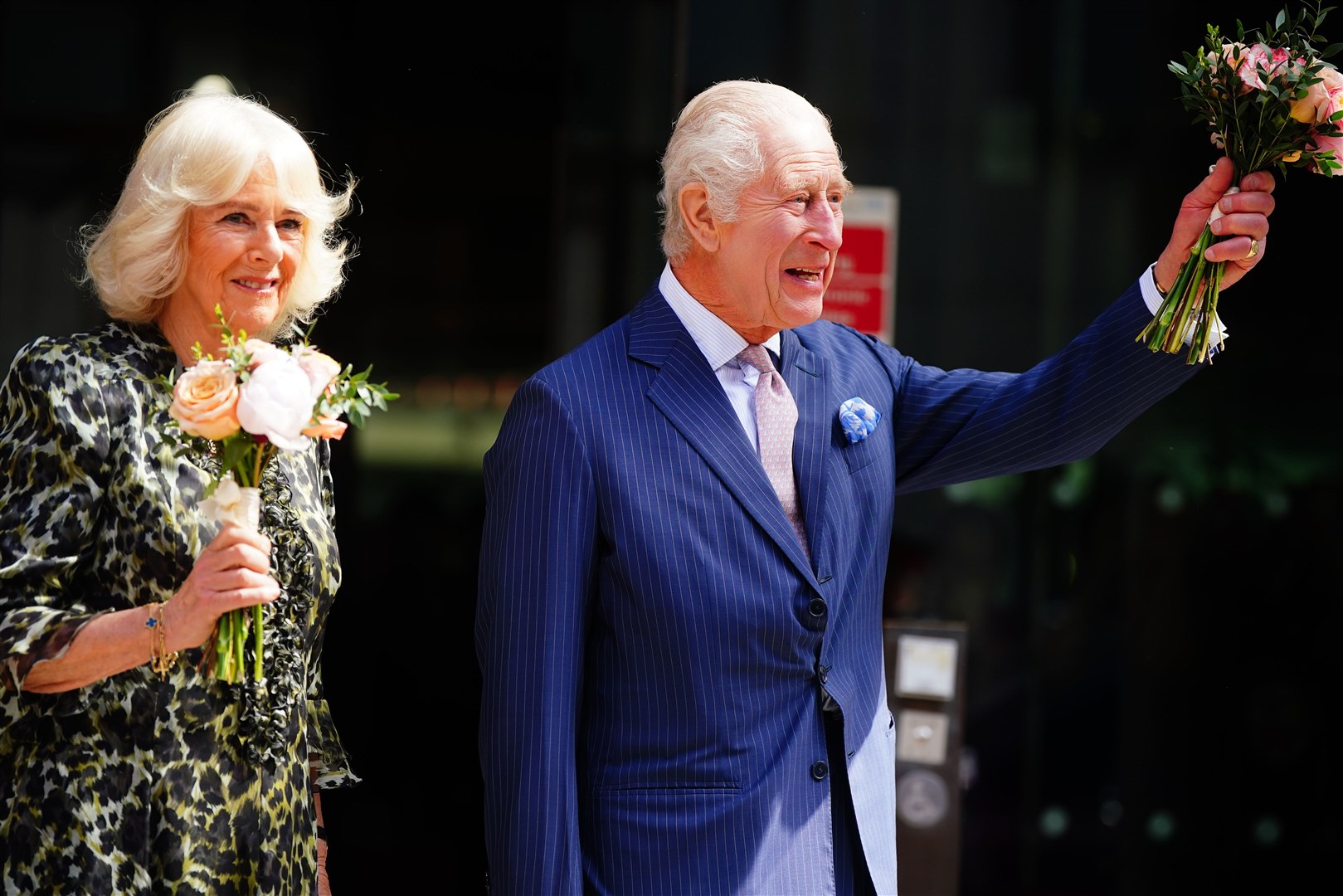 The King and Queen after a visit to University College Hospital Macmillan Cancer Centre, London (Victoria Jones/PA)